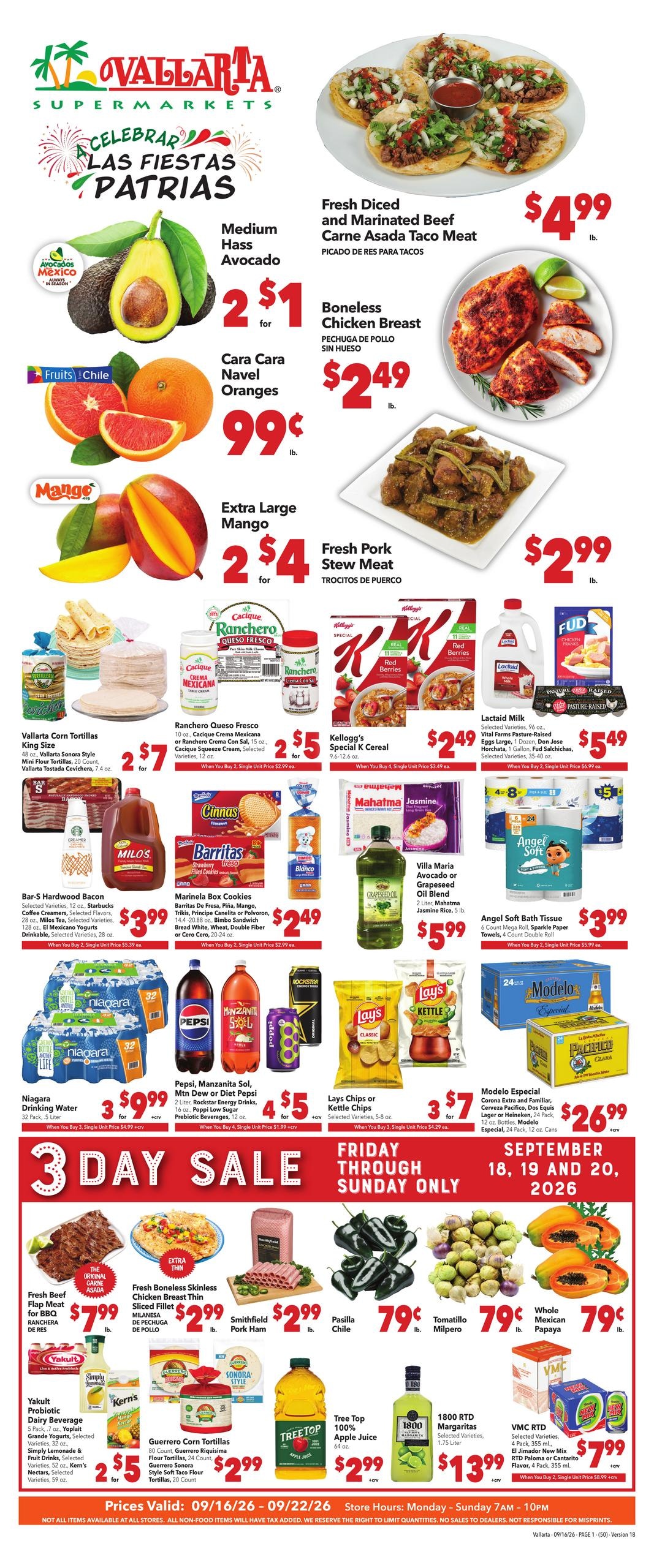 Vallarta Supermarkets weekly ad page 1