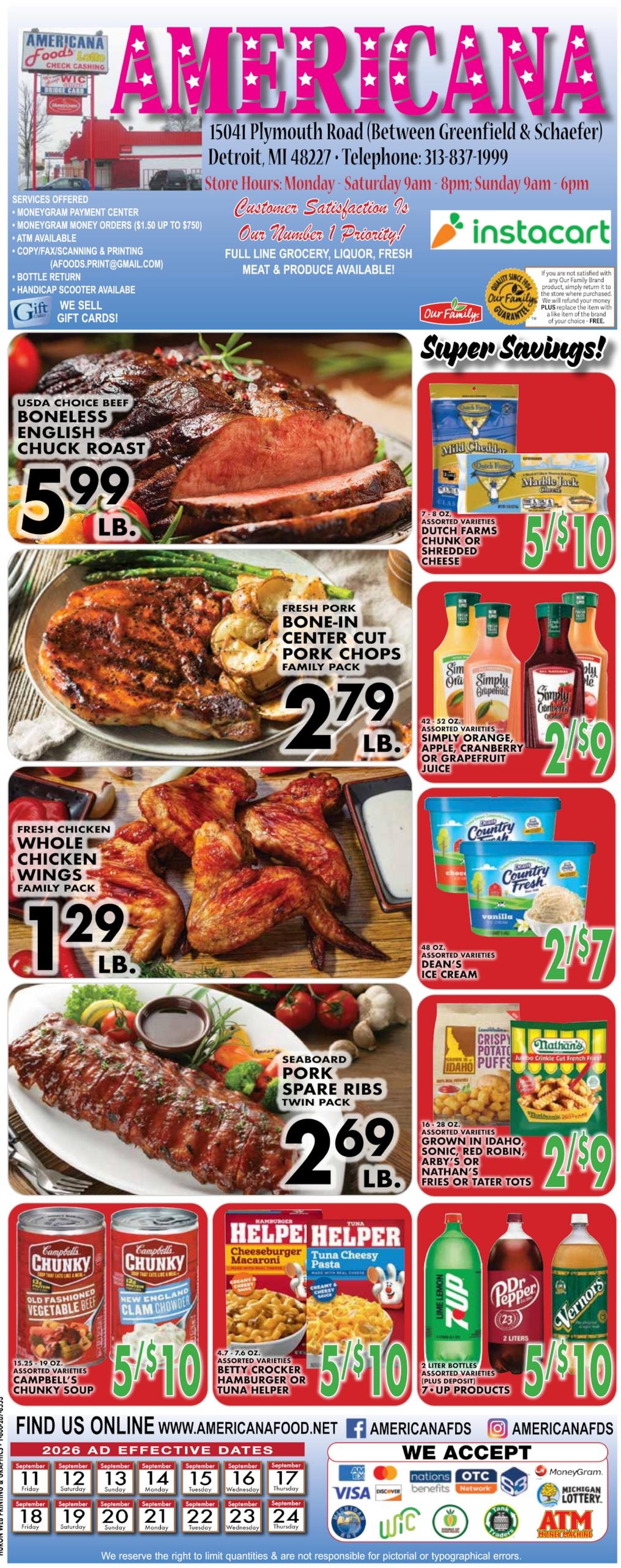 Americana Foods weekly ad page 1