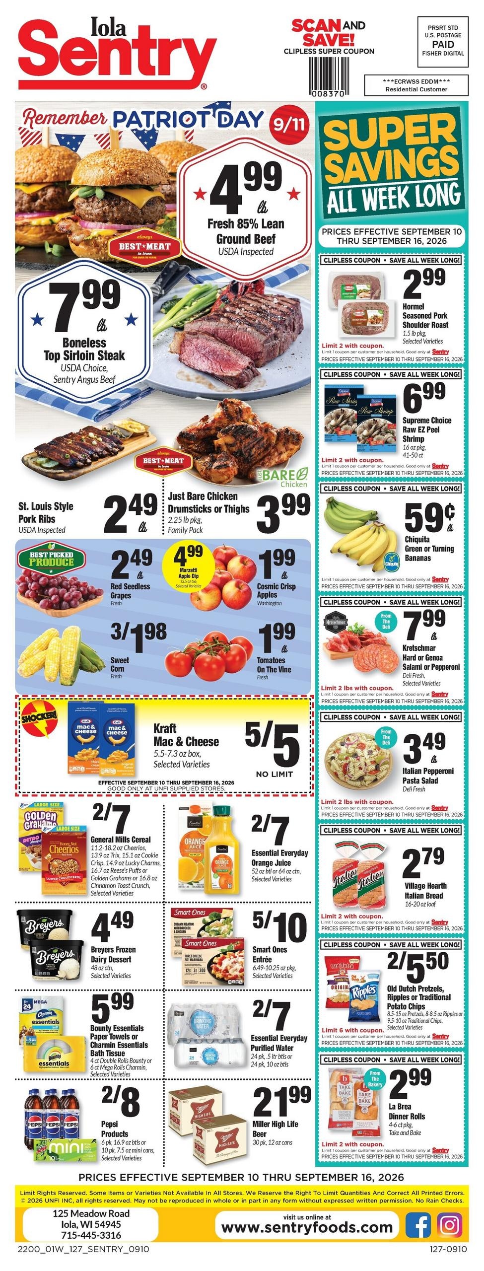 Sentry Foods weekly ad page 1