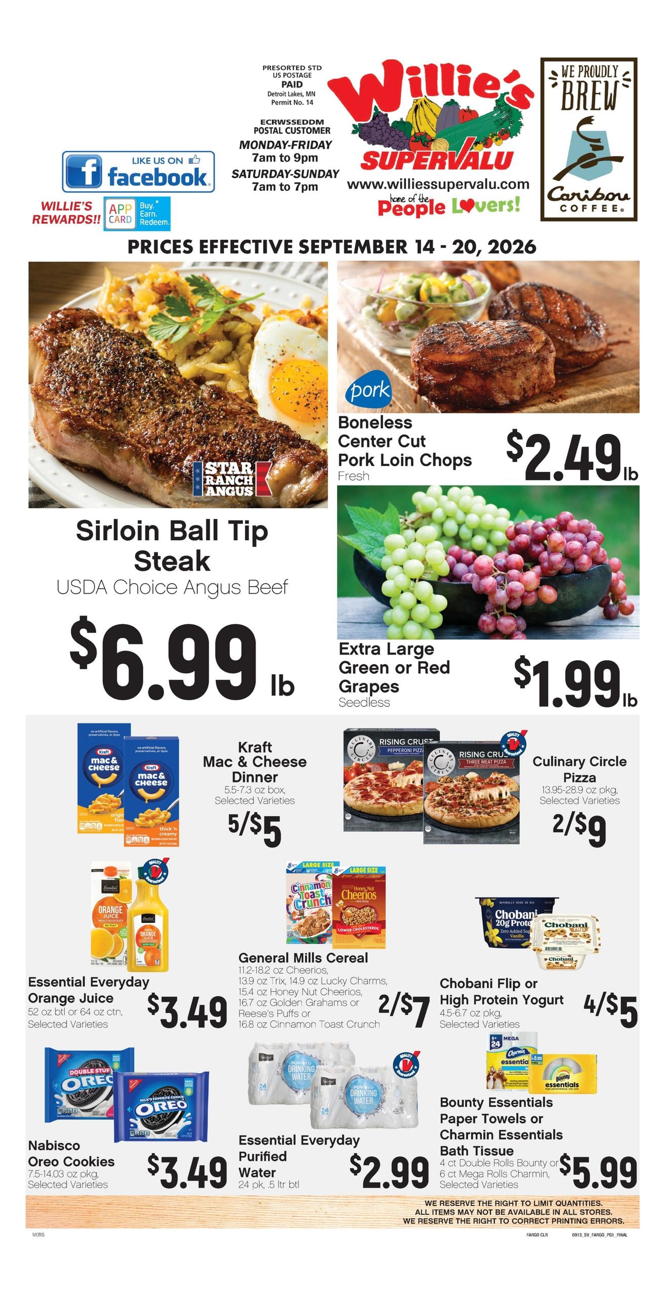 Willy's Supervalu weekly ad page 1