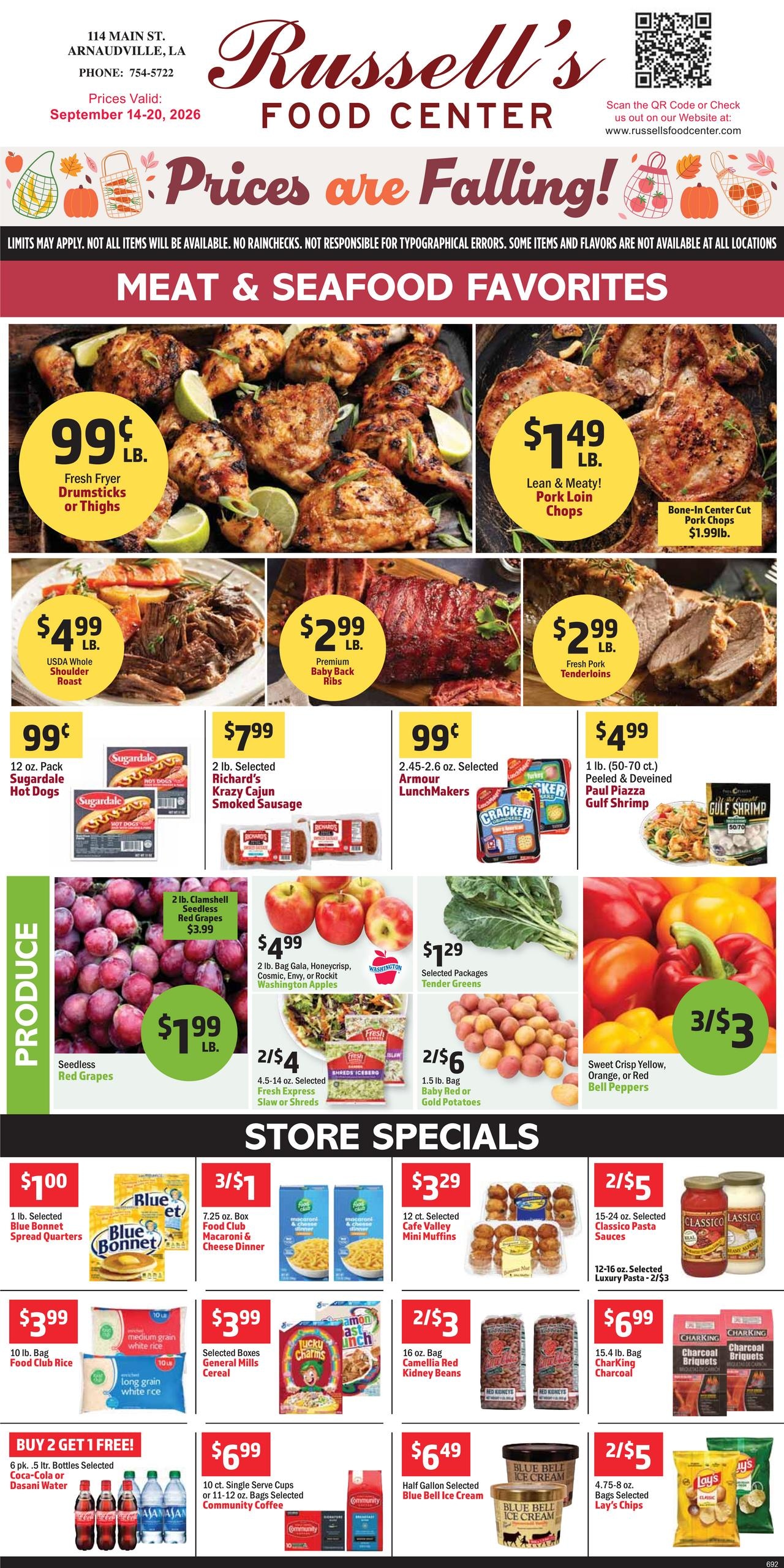 Russell's Food Center weekly ad page 1