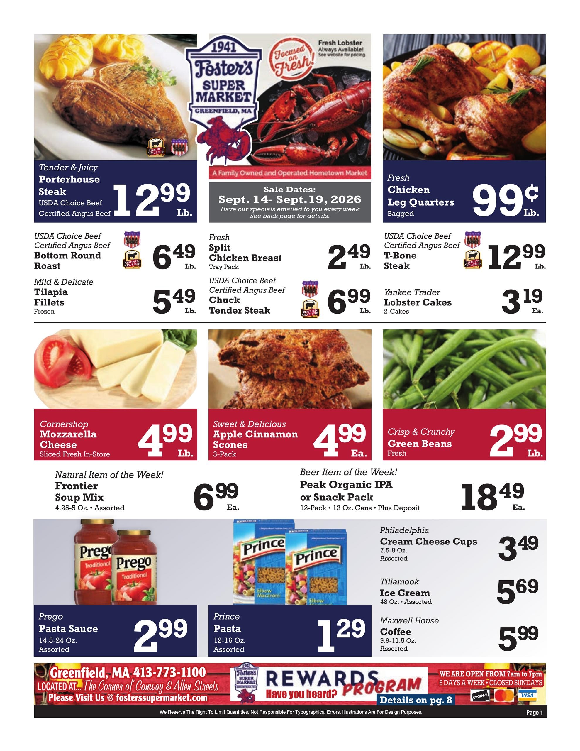 Foster's Super Market weekly ad page 1