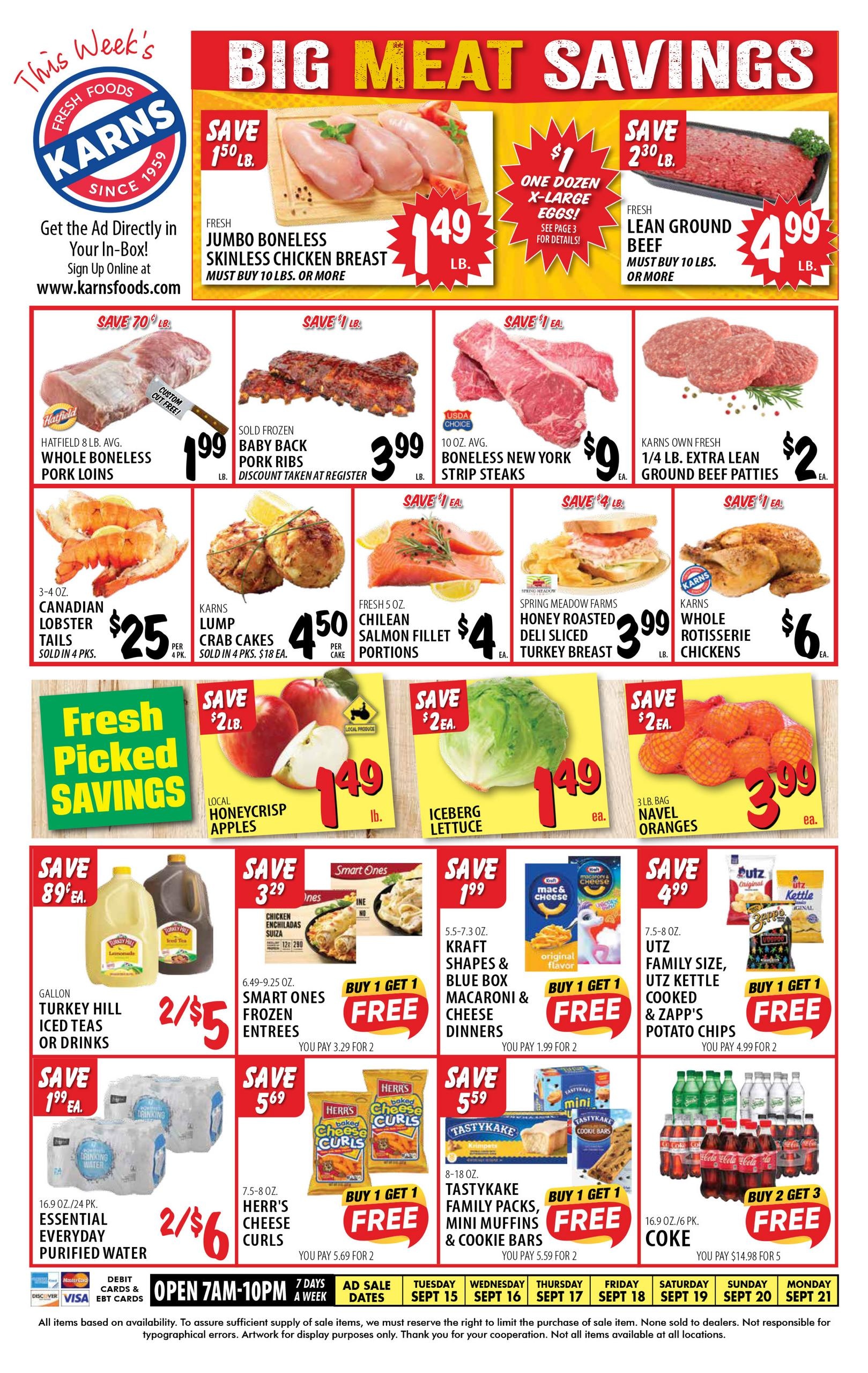Karns Quality Foods weekly ad page 1
