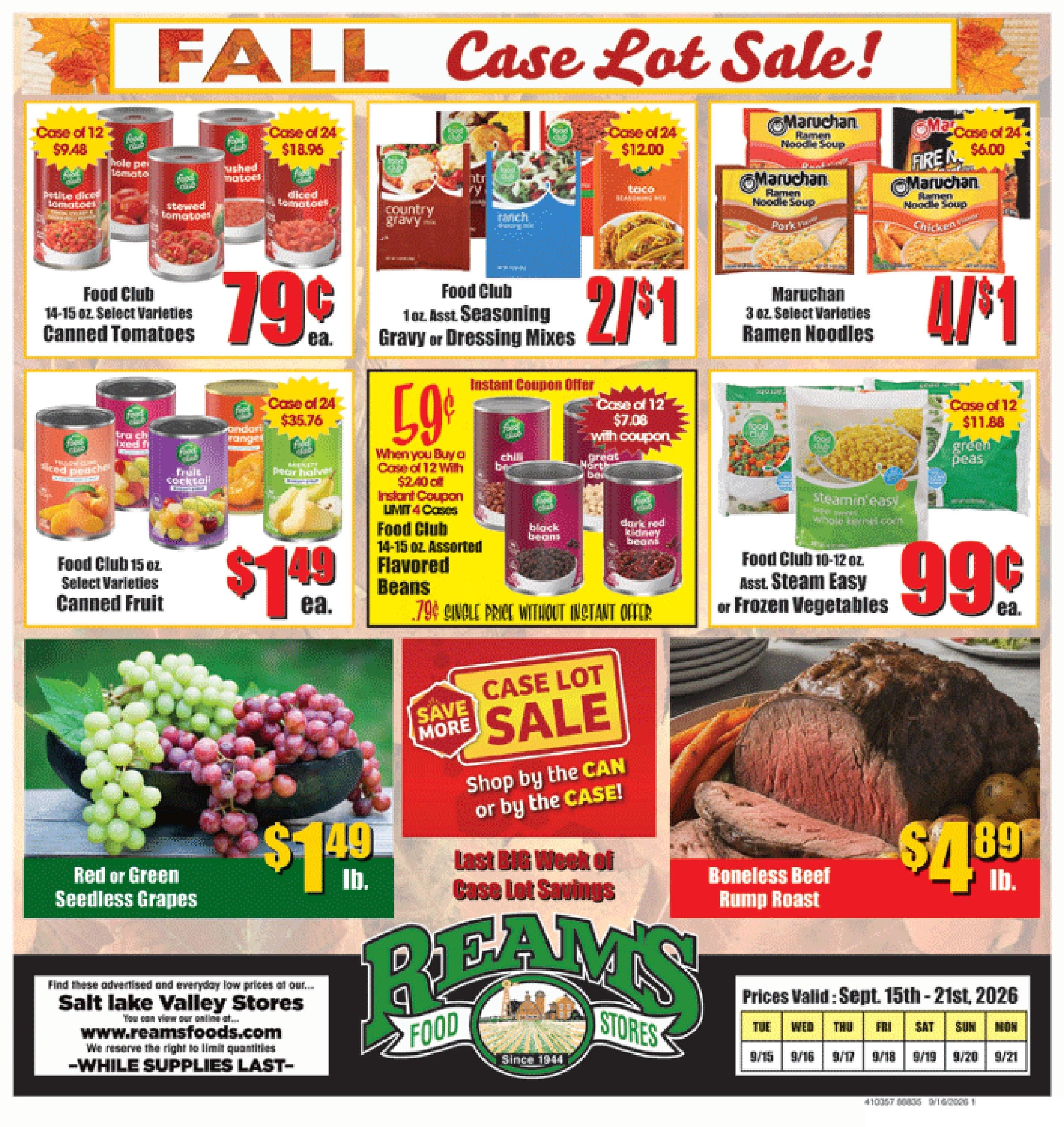 Reams Food Stores weekly ad page 1