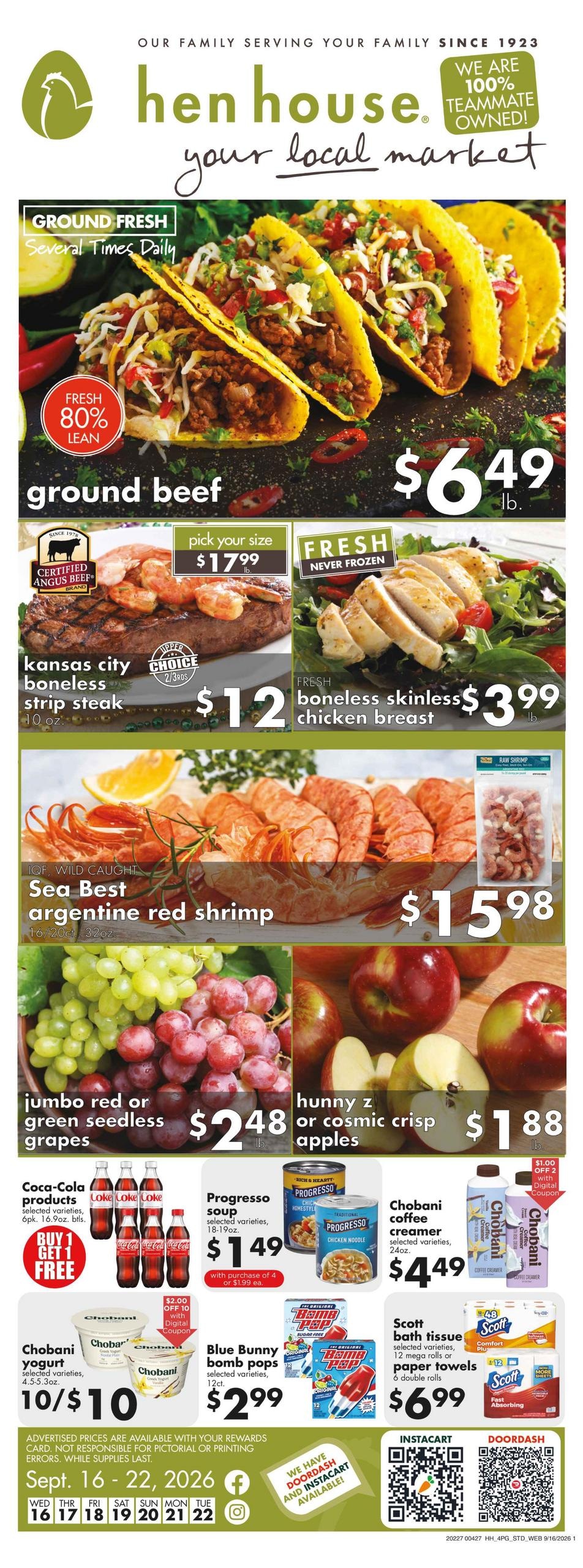 Hen House weekly ad page 1