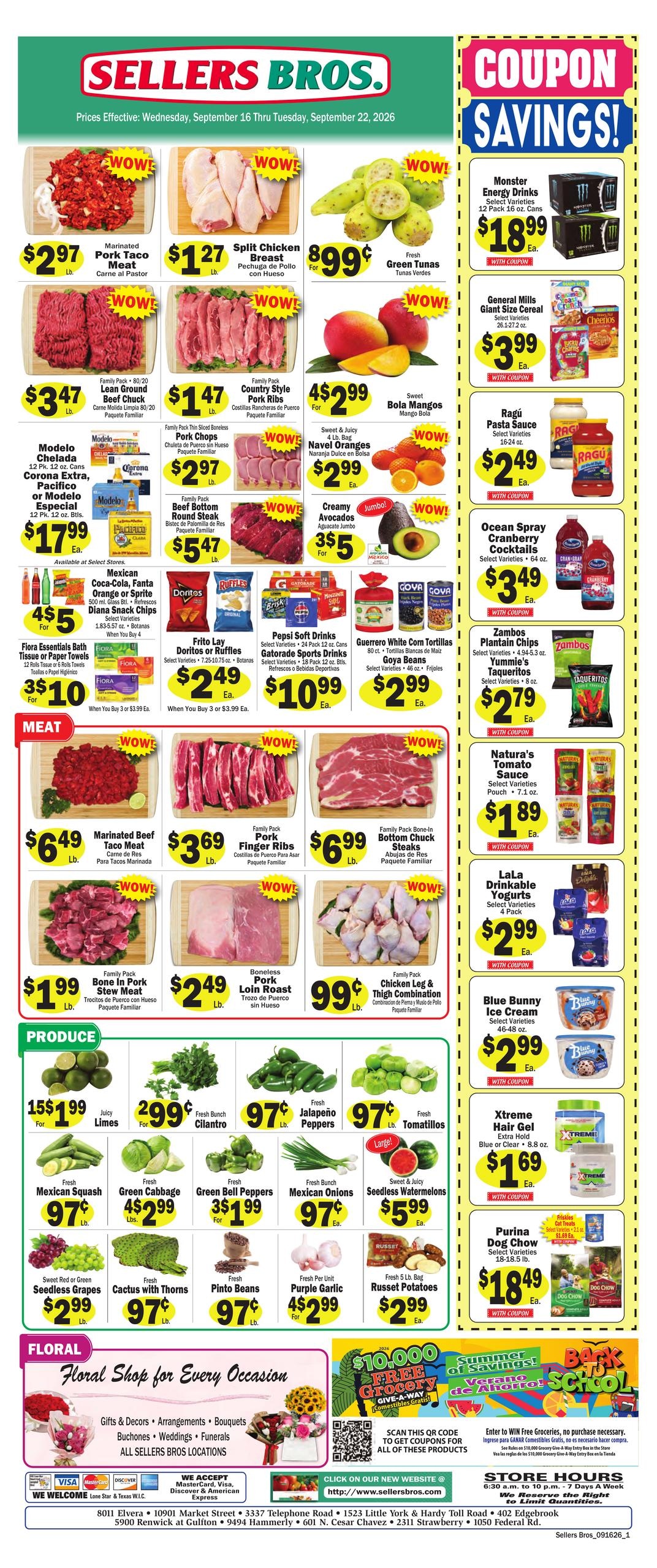 Sellers Bros. weekly ad page 1