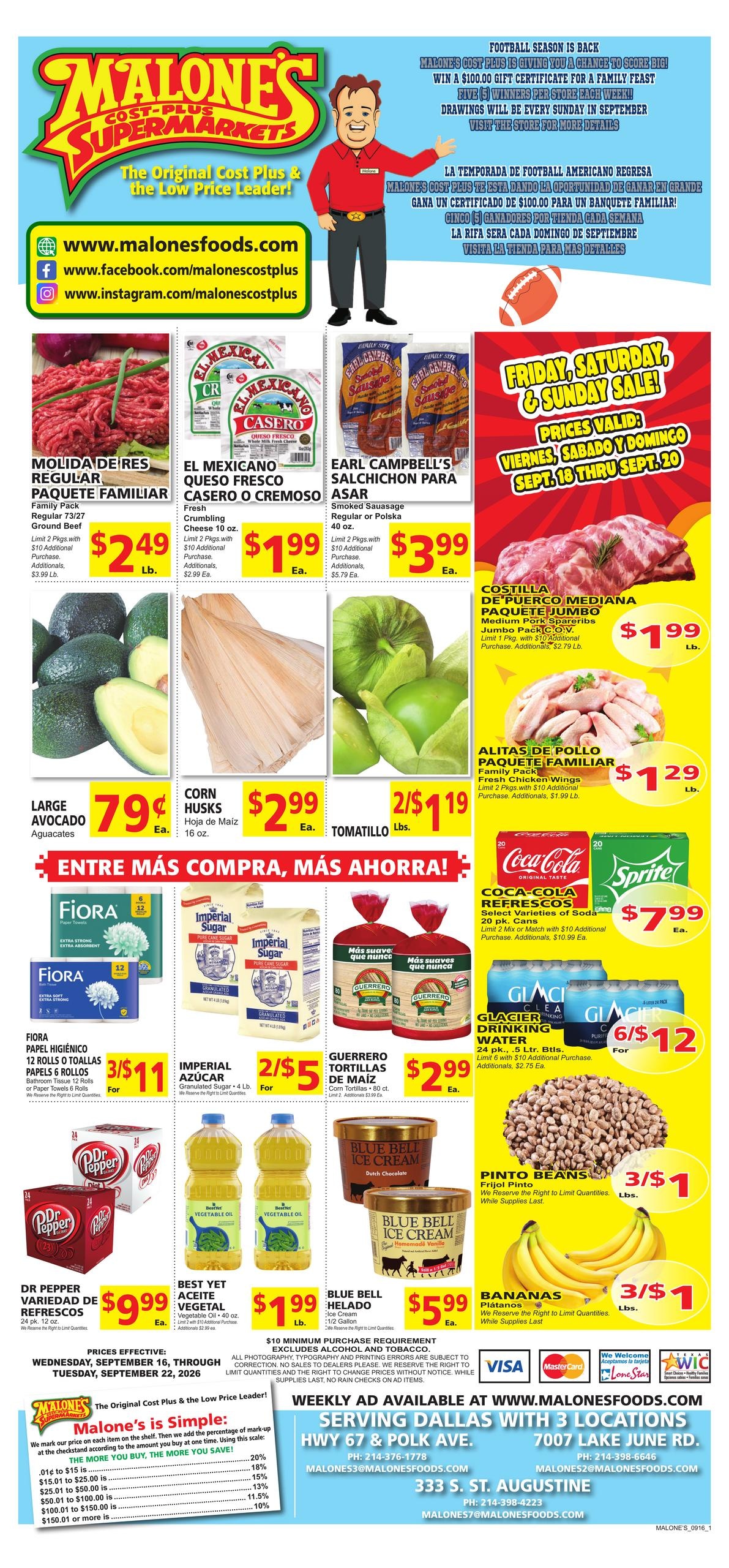 Malone's Cost Plus weekly ad page 1