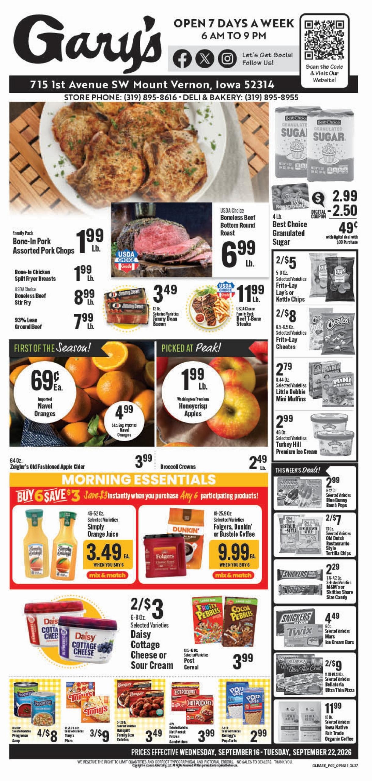 Gary's Foods weekly ad page 1