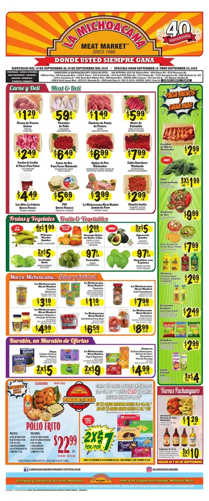 La Michoacana Meat Market Indexed Bi-Weekly