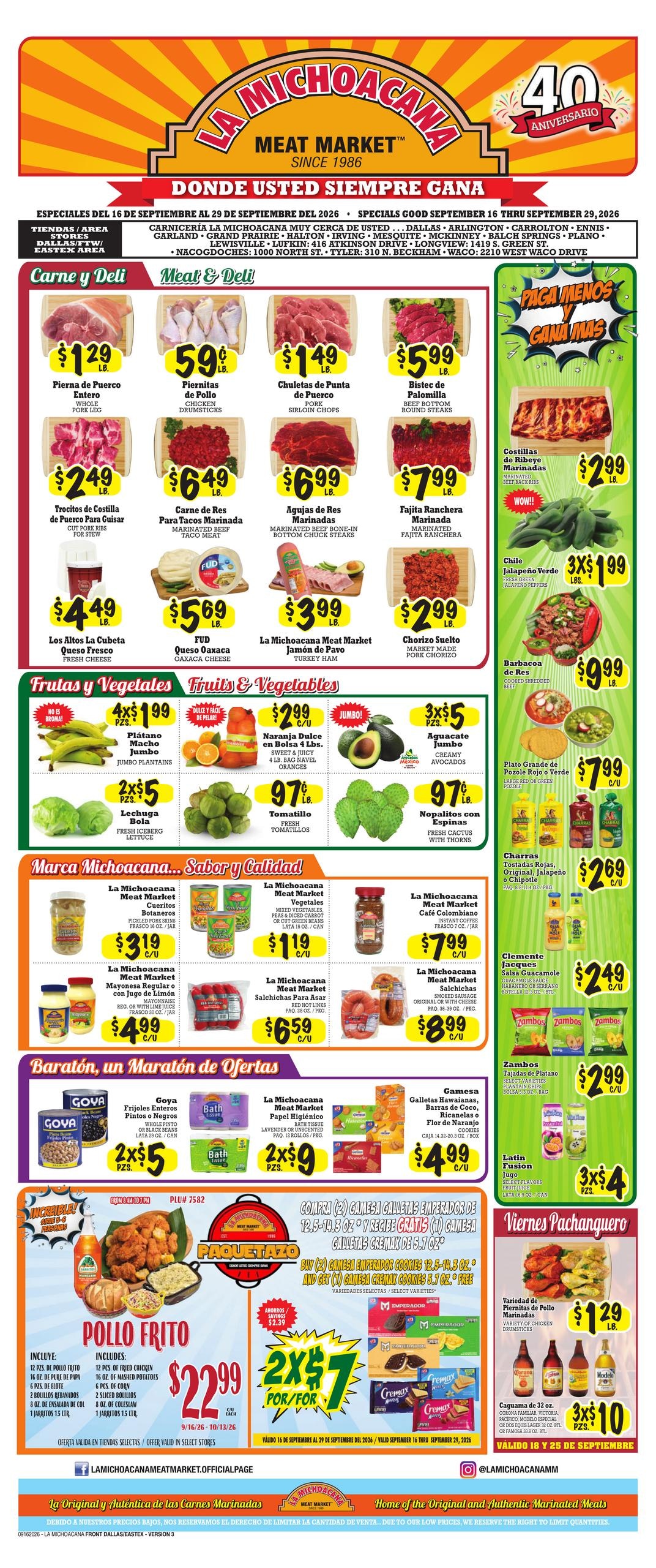 La Michoacana Meat Market weekly ad page 1