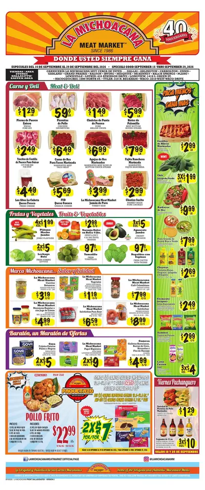 La Michoacana Meat Market Indexed Bi-Weekly