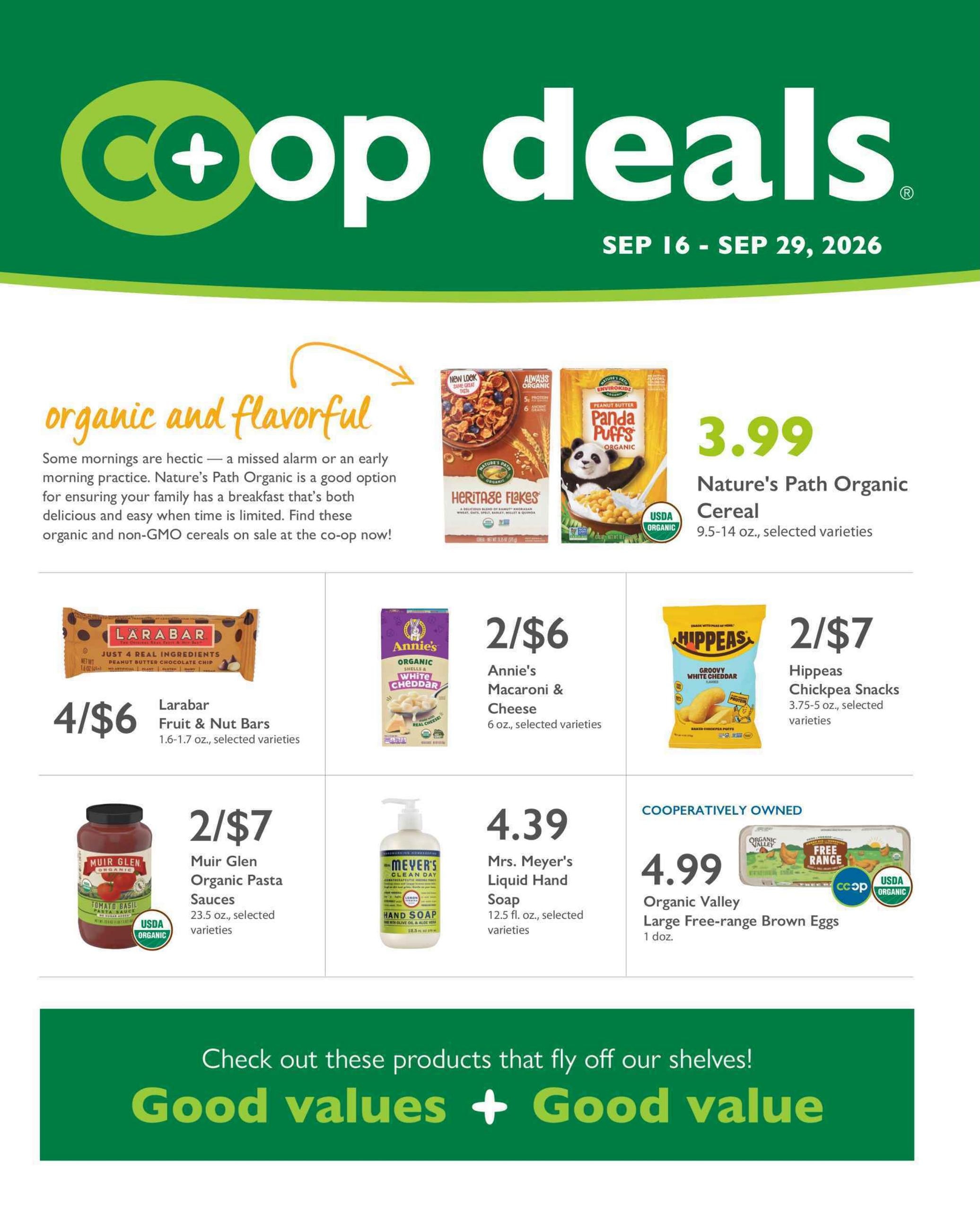 Co-opportunity Natural Foods weekly ad page 1
