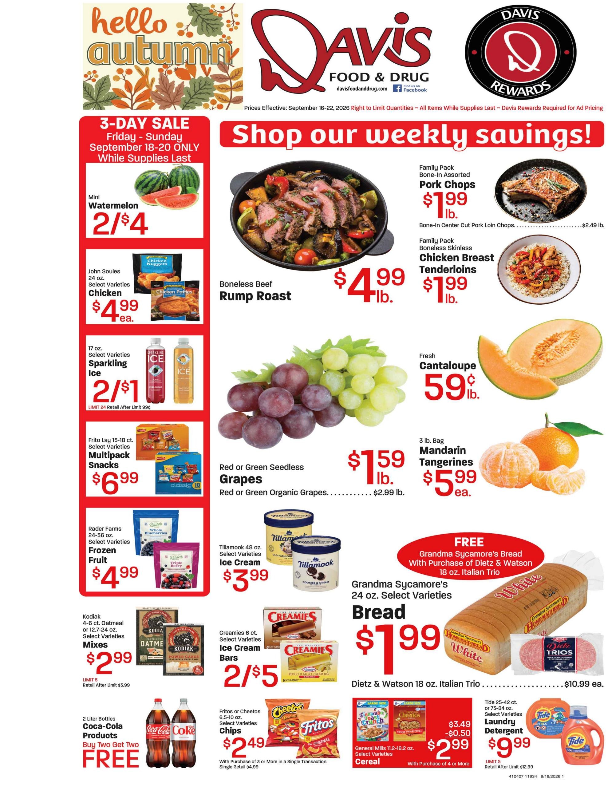 Davis Food & Drug weekly ad page 1