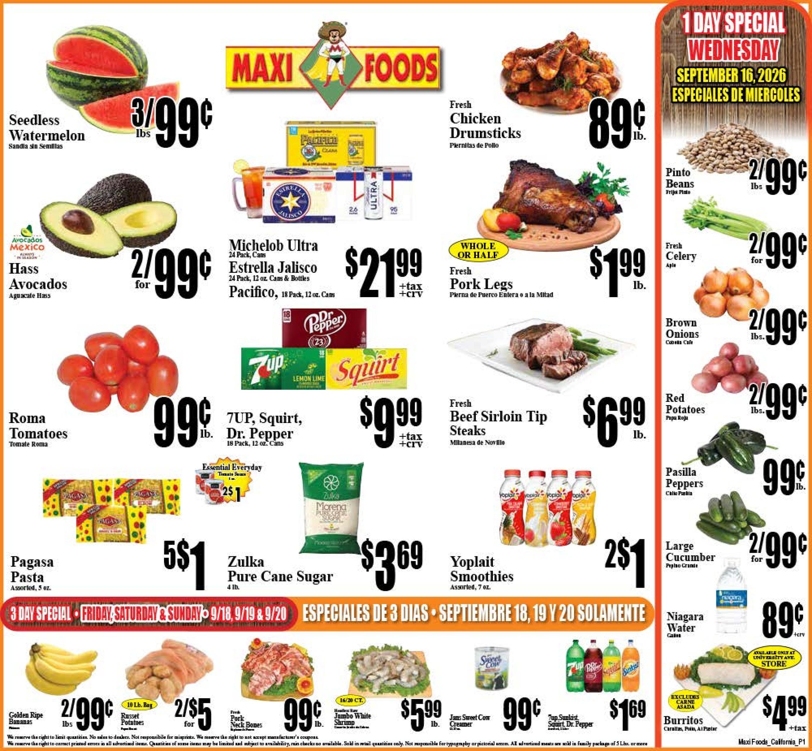 Maxi Foods Markets weekly ad page 1