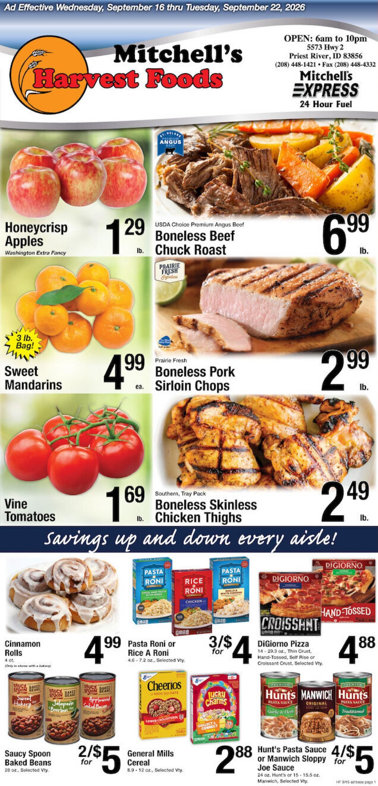 Harvest Foods weekly ad page 1