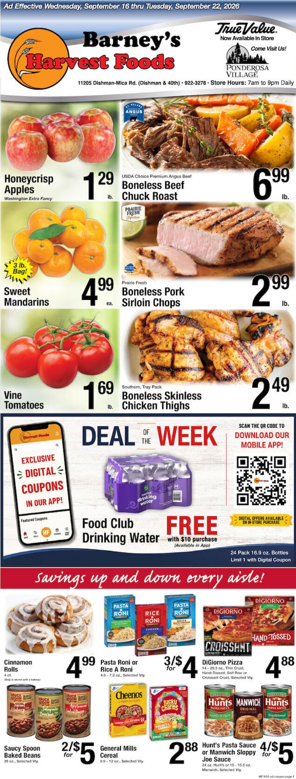 Harvest Foods weekly ad page 1