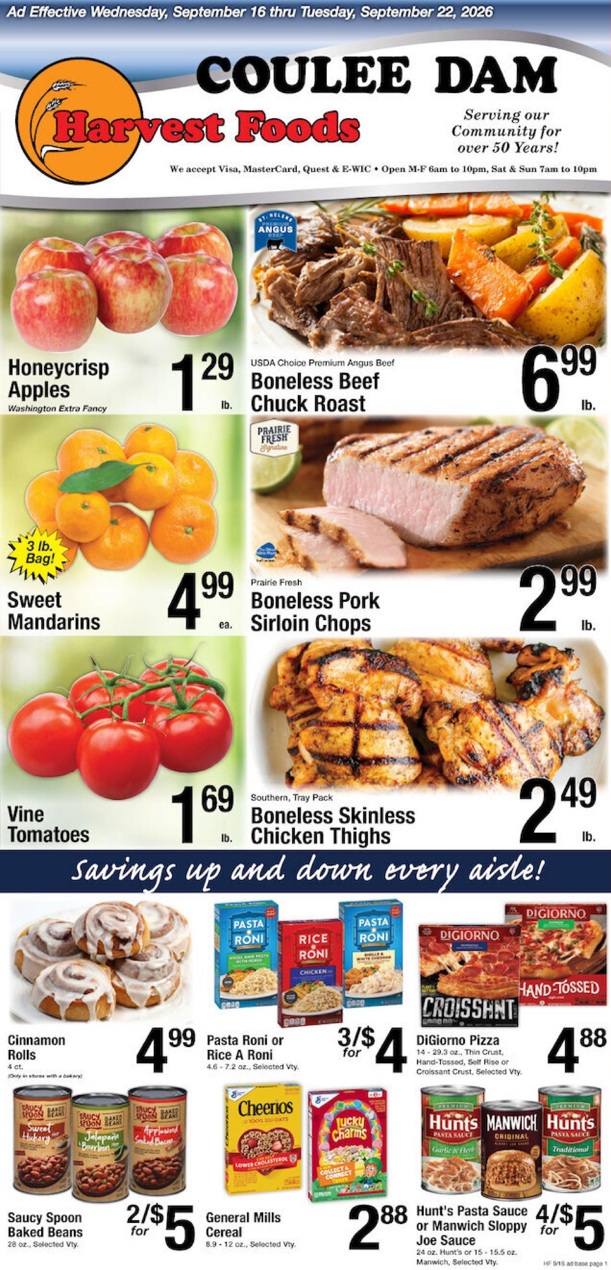 Harvest Foods weekly ad page 1