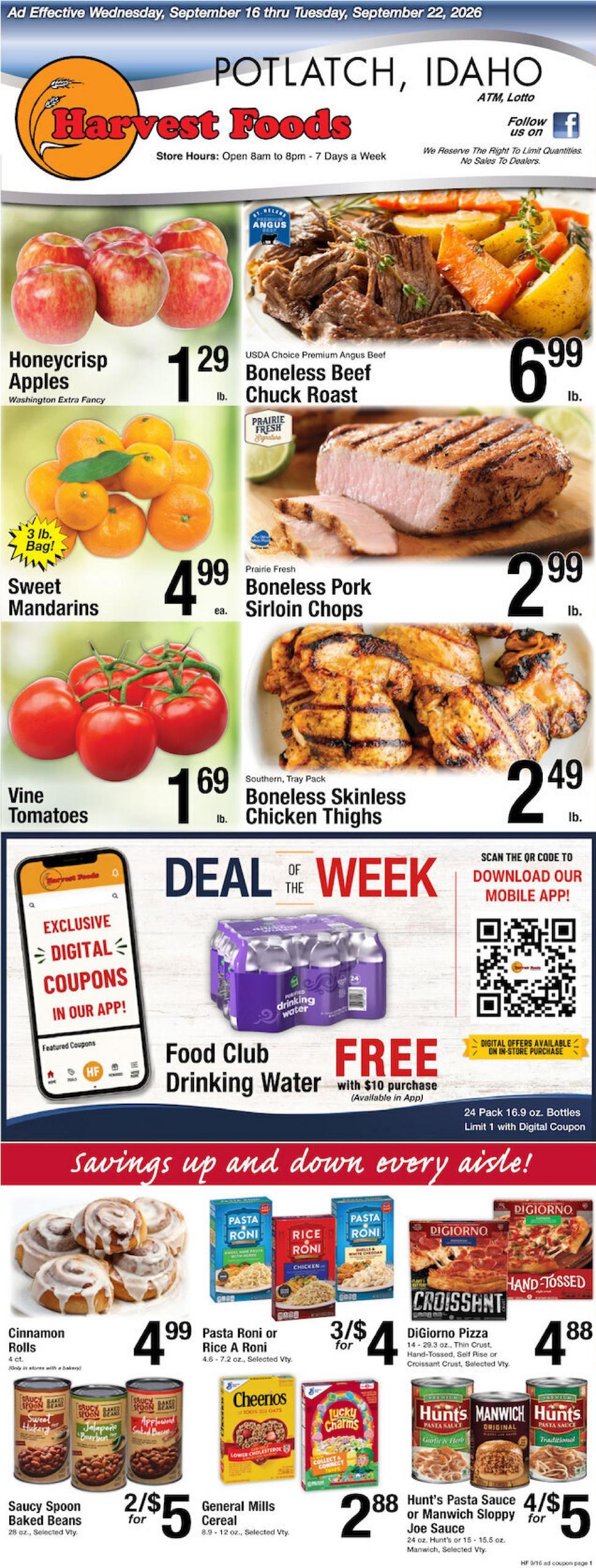 Harvest Foods weekly ad page 1