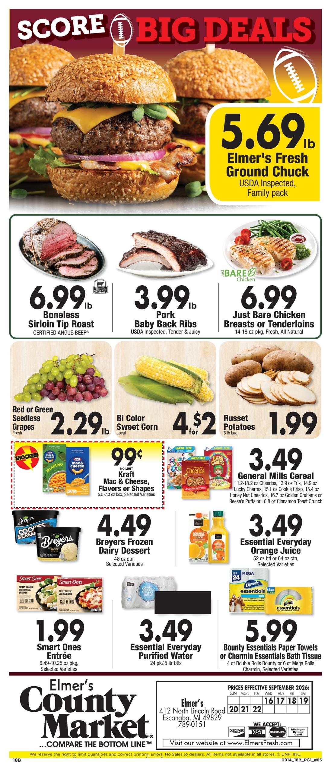 Elmer's County Market weekly ad page 1