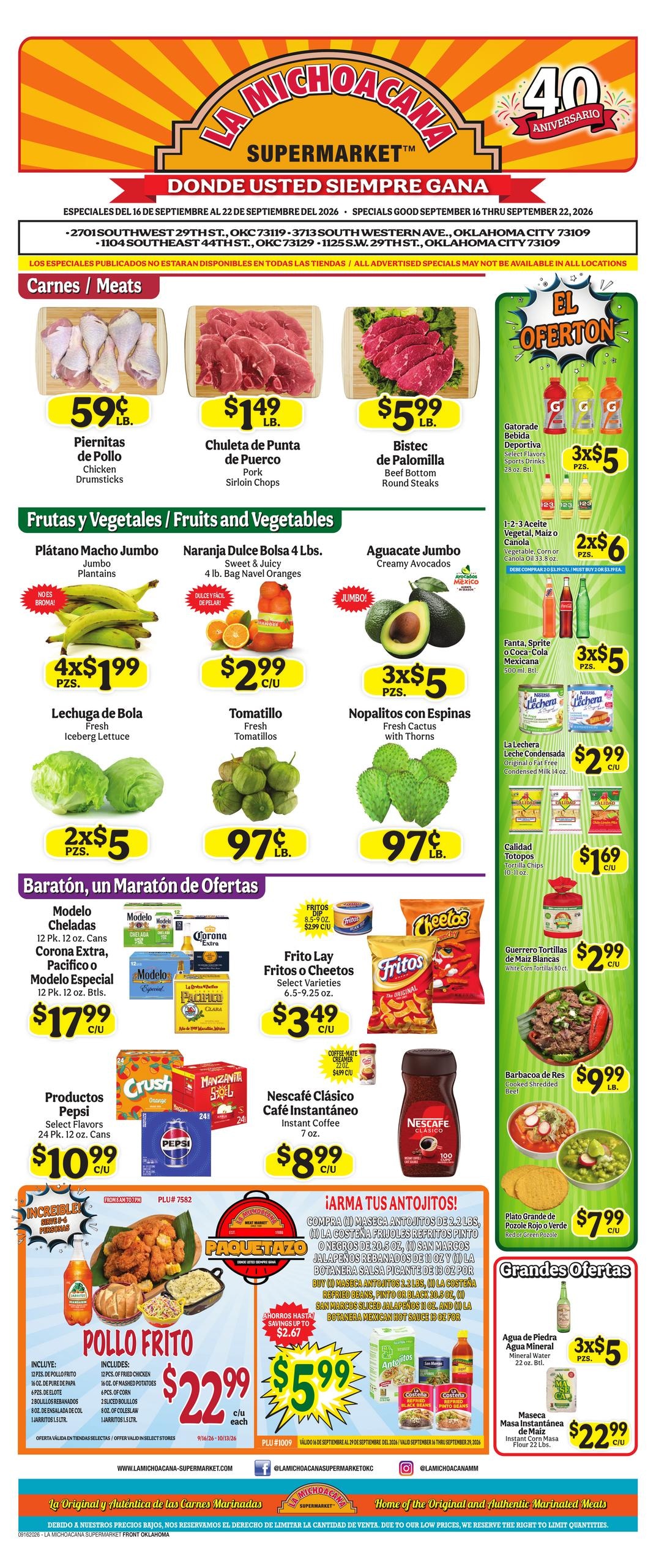 La Michoacana Supermarket weekly ad page 1