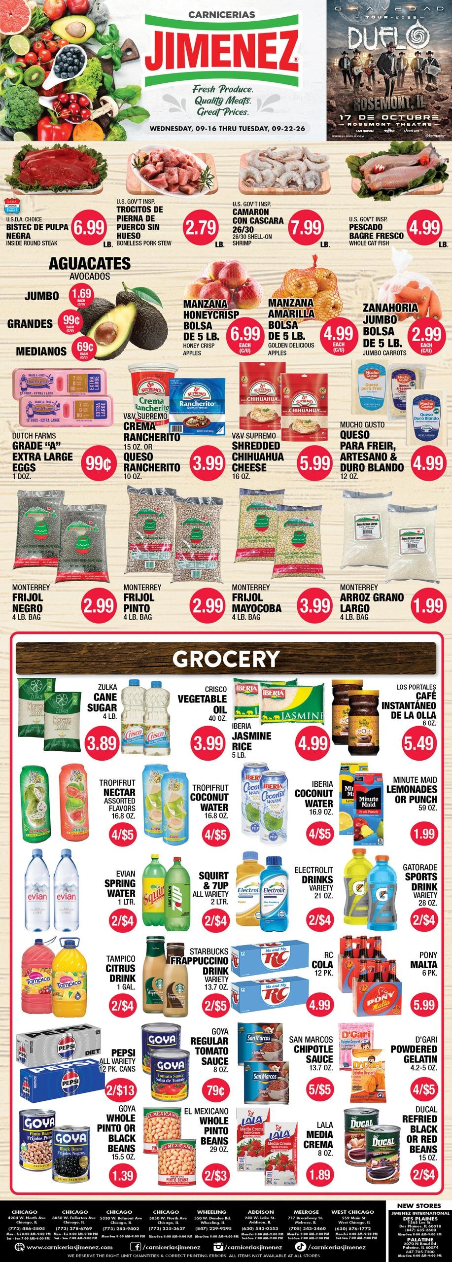Carnicerias Jimenez weekly ad page 1