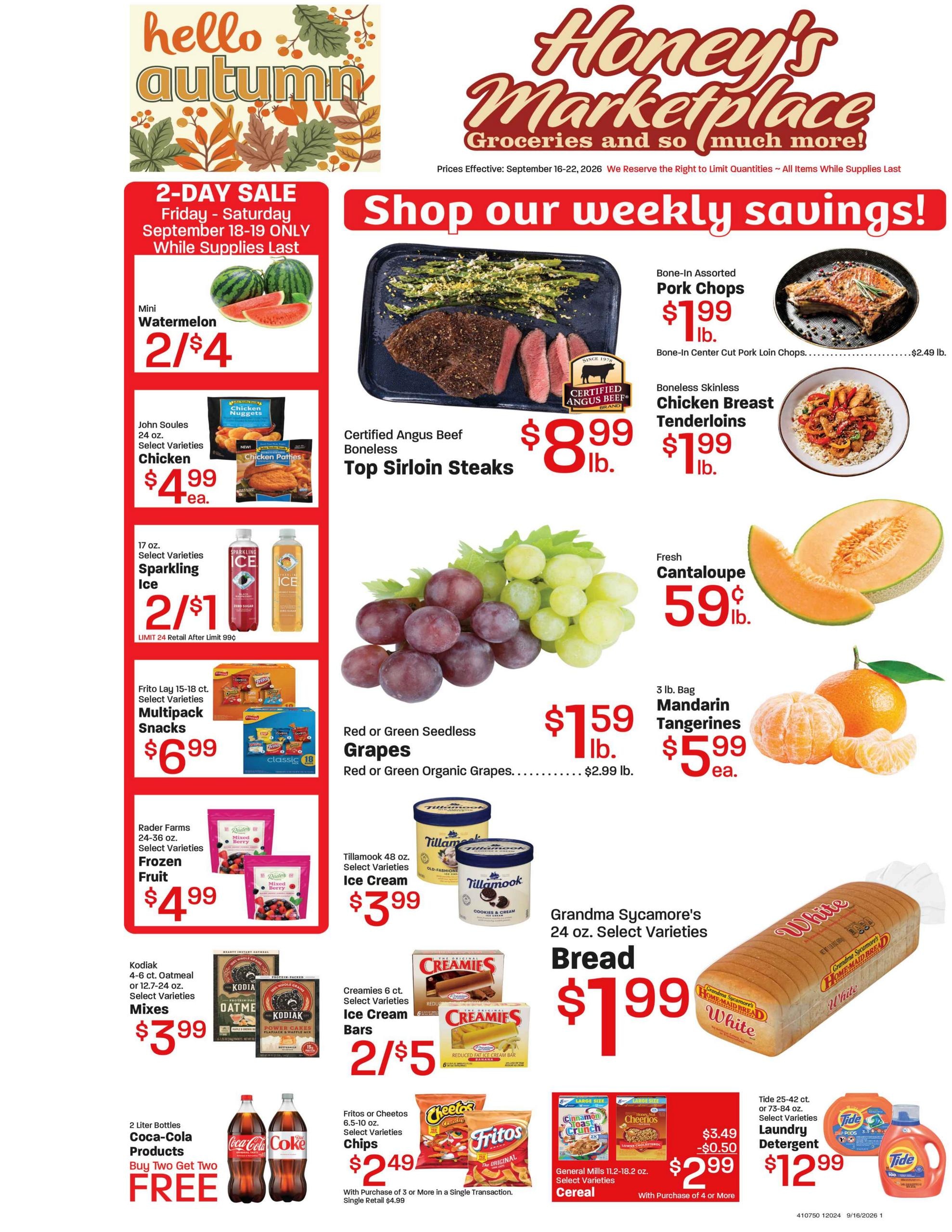 Honey's Marketplace weekly ad page 1