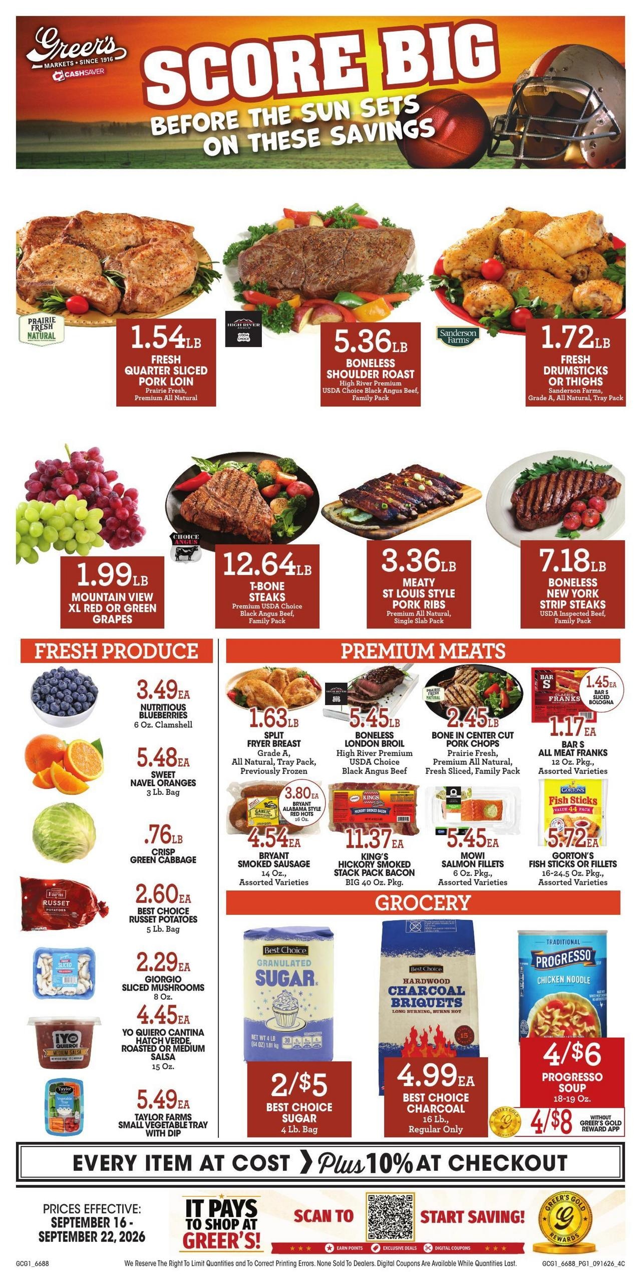 Greer's Cashsaver weekly ad page 1