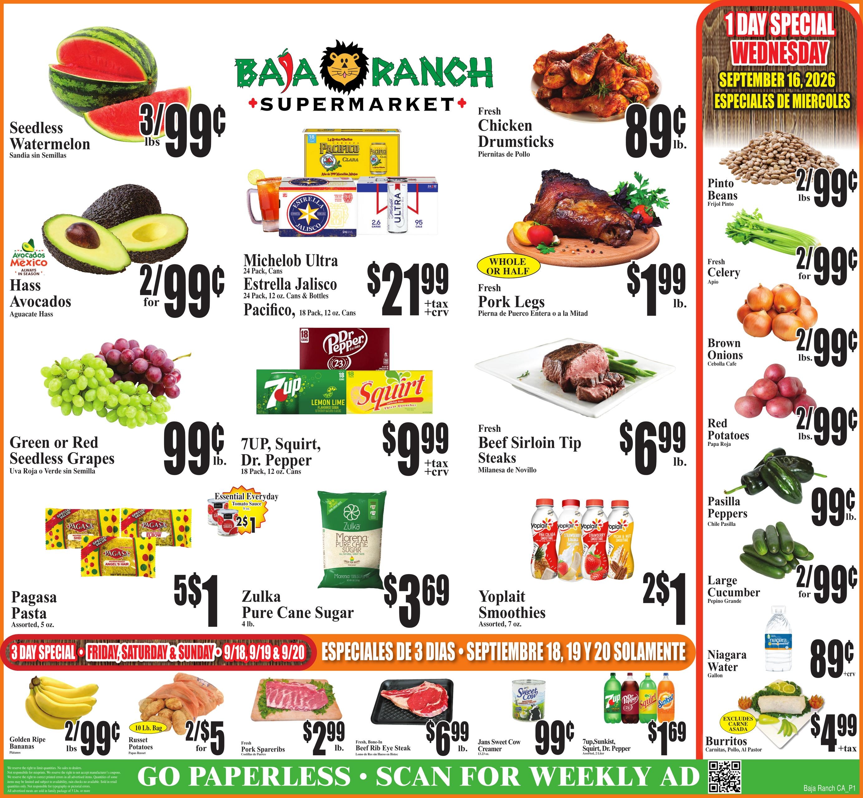 Baja Ranch Supermarket weekly ad page 1