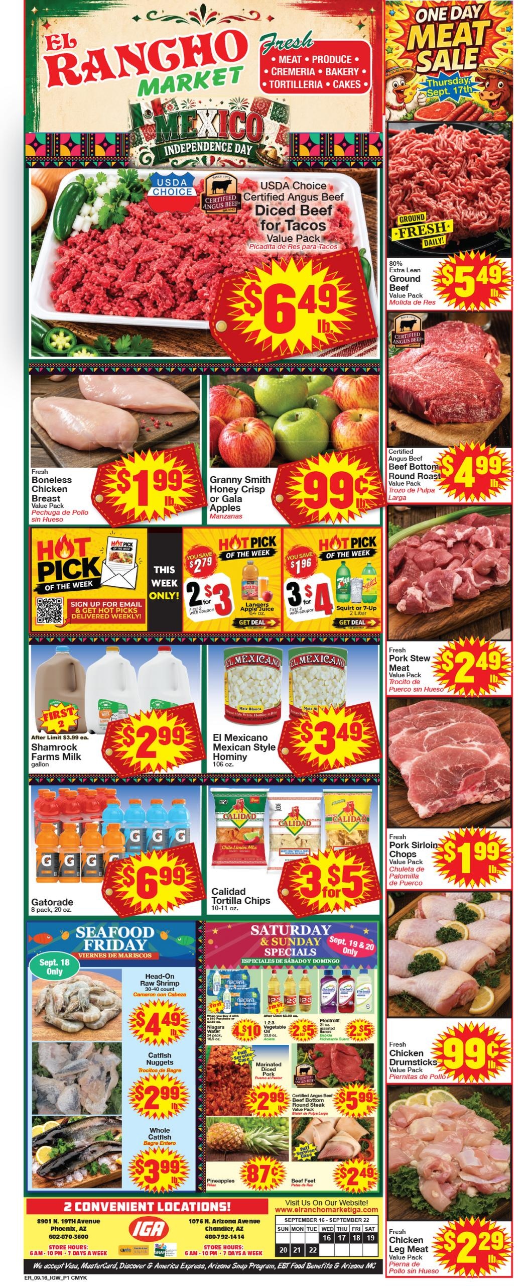 El Rancho Market weekly ad page 1