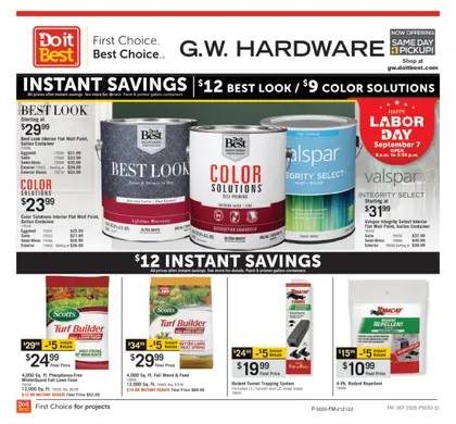 G.W. Hardware Monthly Sale Weekly Ad