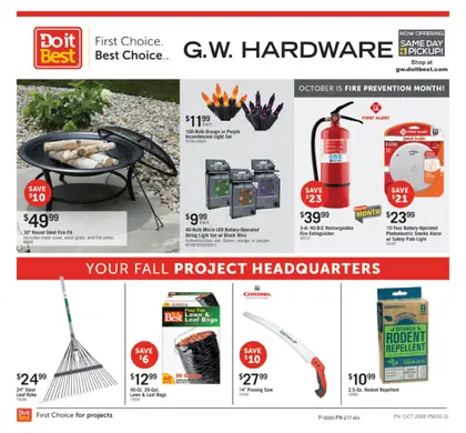 G.W. Hardware Monthly Sale Weekly Ad