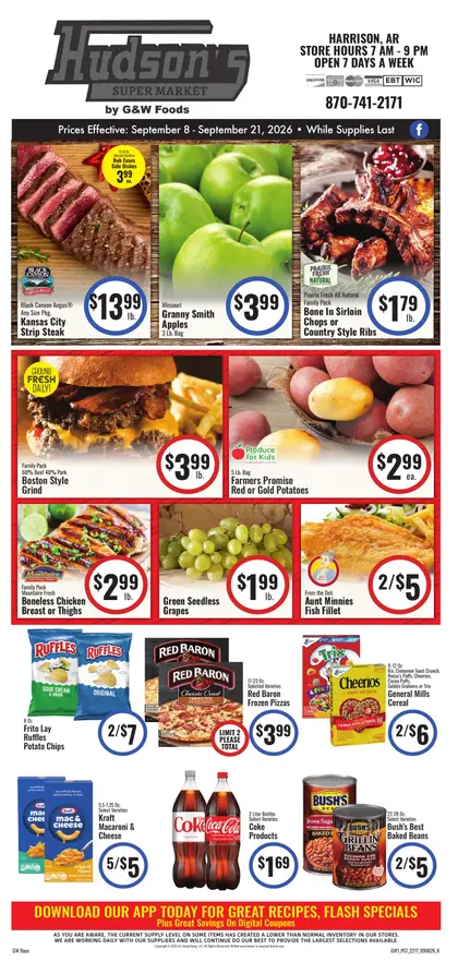 Hudson's Super Market Weekly Ad