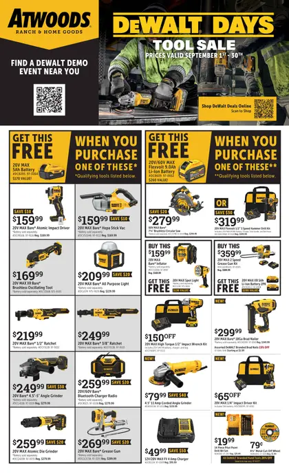 Atwoods September 2026 DeWalt Days Weekly Ad