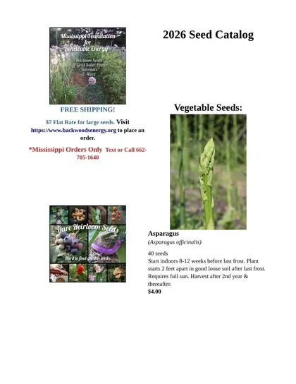 Backwoods Energy Seed Catalog Weekly Ad