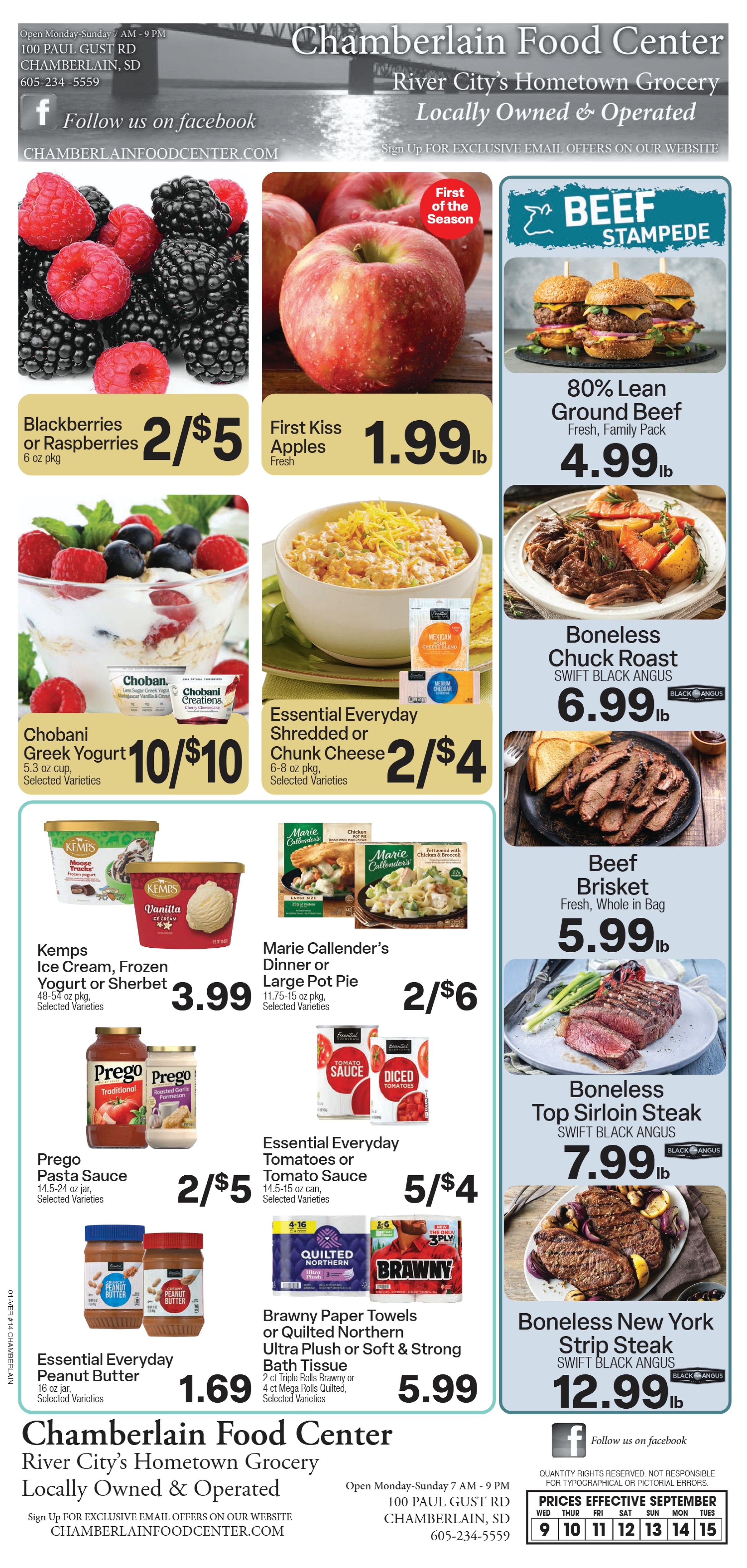 Chamberlain Food Center weekly ad page 1