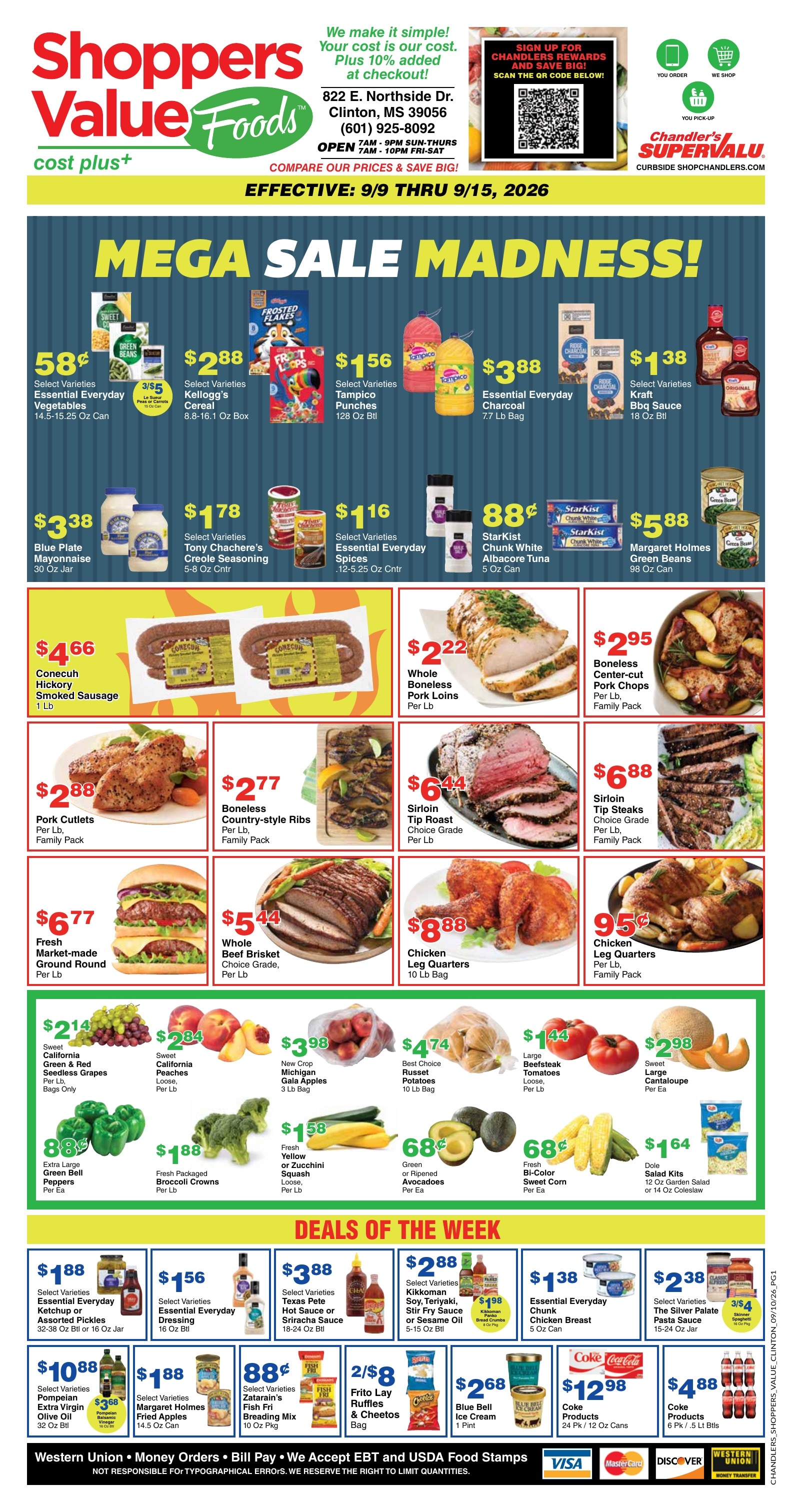 Chandler's Stores weekly ad page 1
