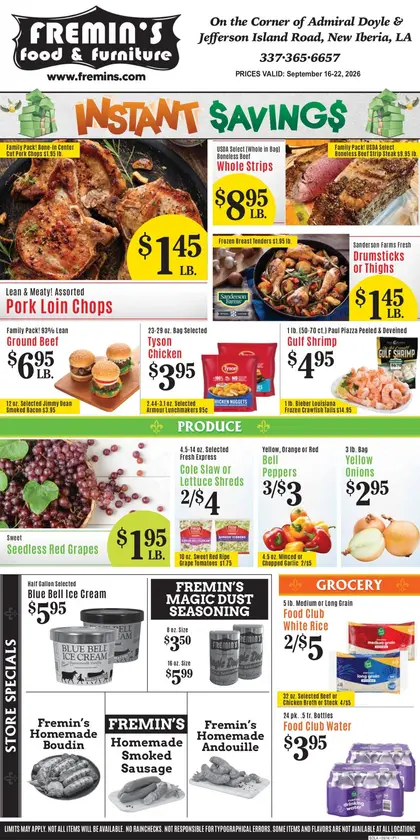 Fremin's Food & Furniture Weekly Ad