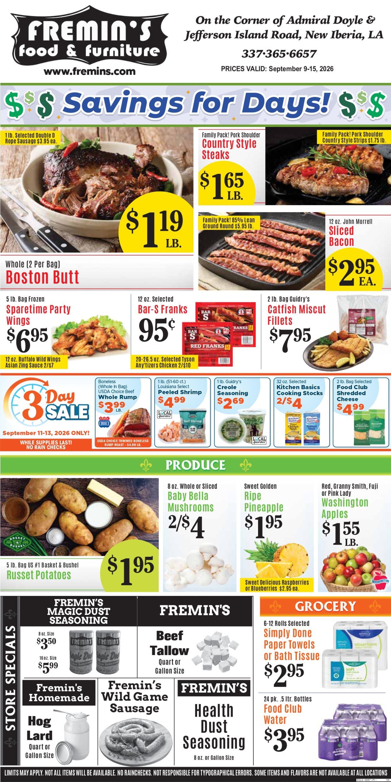 Fremin's Food & Furniture weekly ad page 3