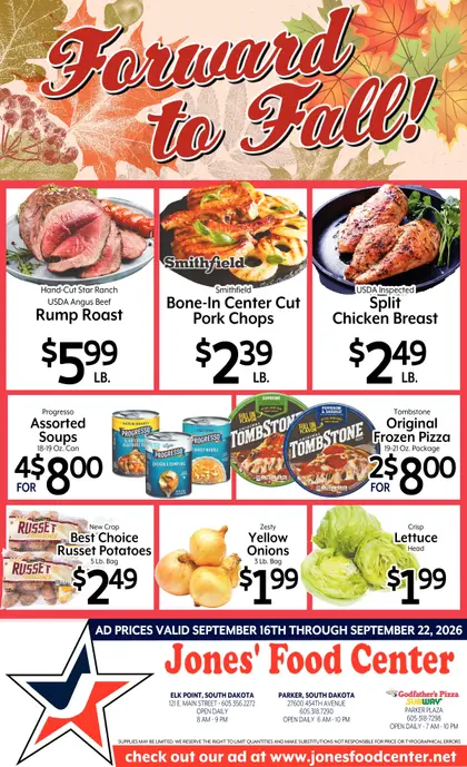 Jones' Food Center Forward to Fall! Weekly Ad