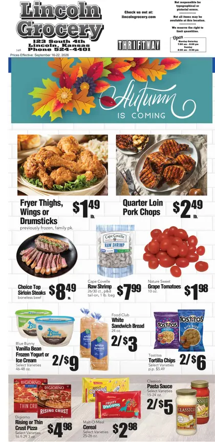 Lincoln Grocery Sept 16-22 Weekly Ad