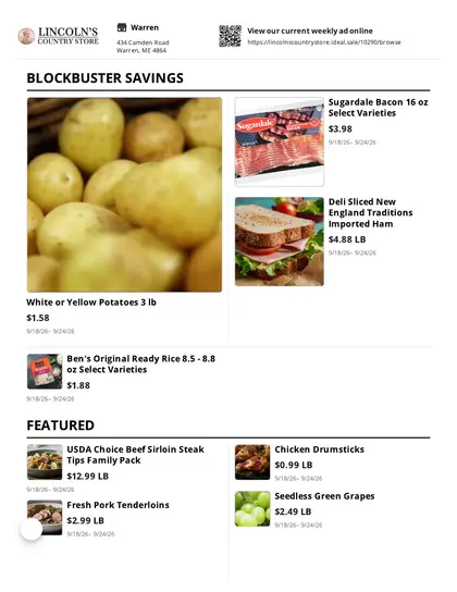 Lincoln's Country Store Weekly Ad