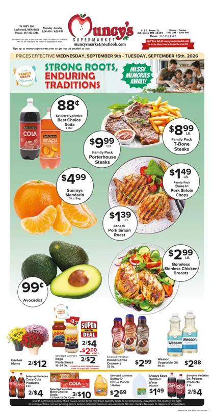 Muncy's Supermarket Strong Roots - Enduring Traditions! Family Meal Ideas Weekly Ad
