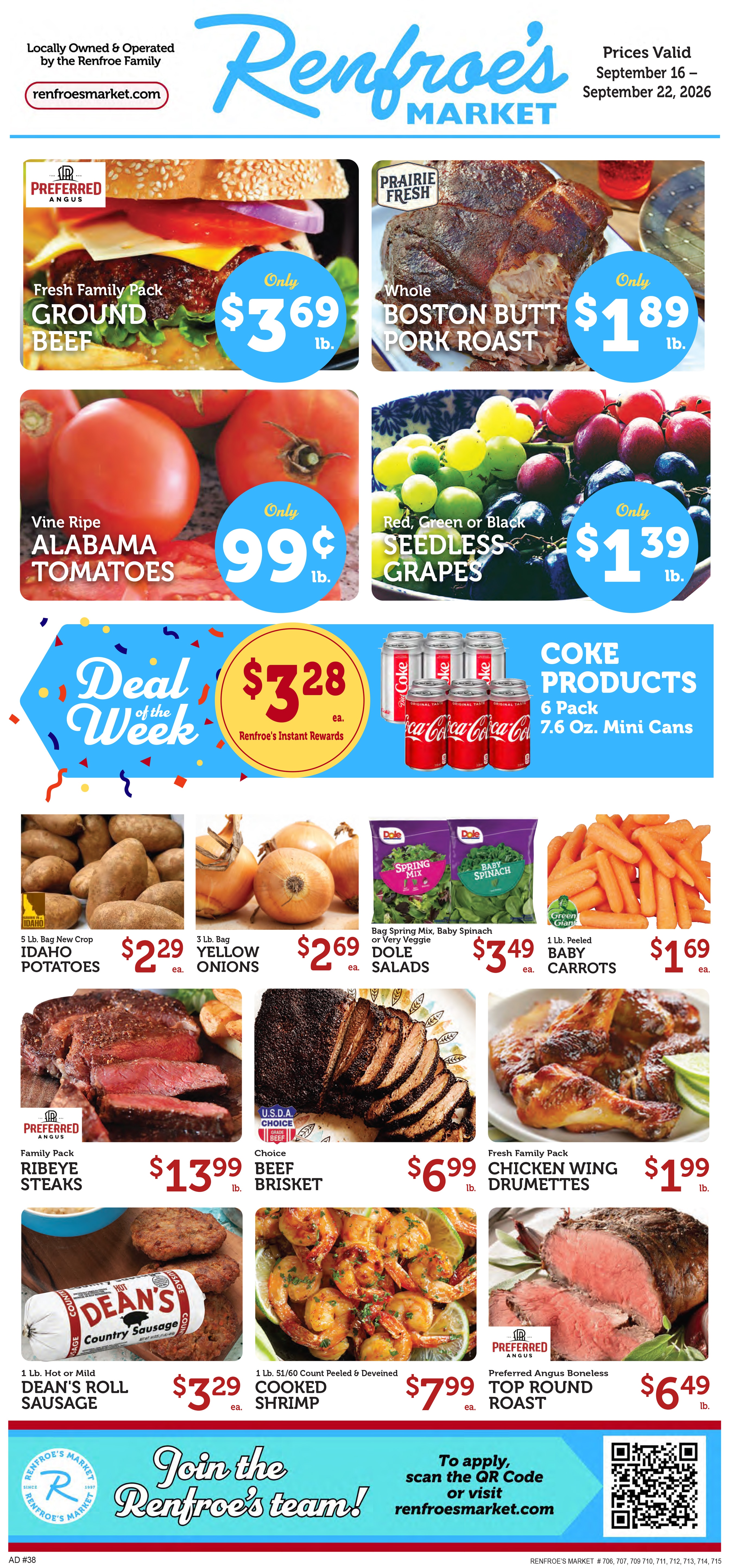 Renfroe's Market weekly ad page 1