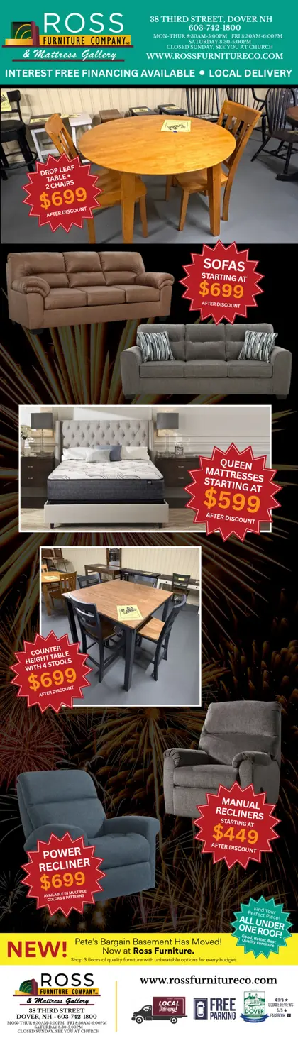 Ross Furniture Company Current Sale Ad