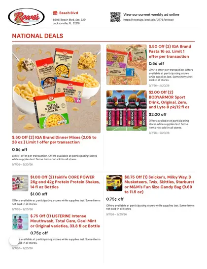 Rowe's IGA Supermarkets Weekly Ad