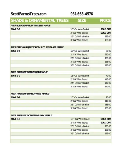 Scott Family Farms Wholesale Nursery Catalog Weekly Ad