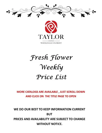 Taylor Wholesale Florist Fall Floral Catalog Weekly Ad