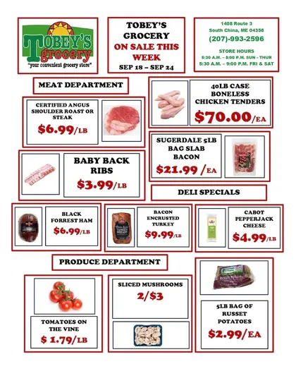 Tobey's Grocery Weekly Ad
