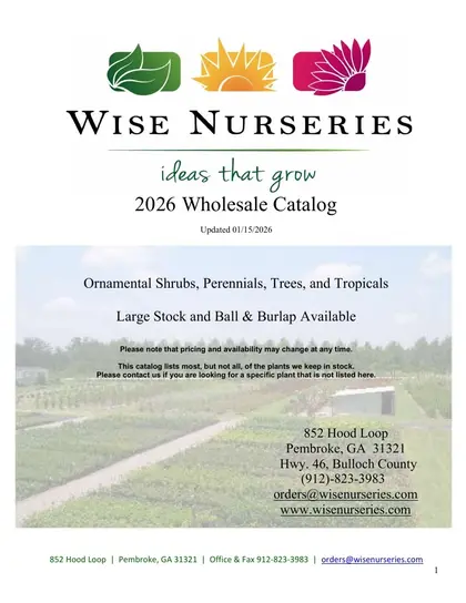 Wise Nurseries Wholesale Nursery Catalog Weekly Ad